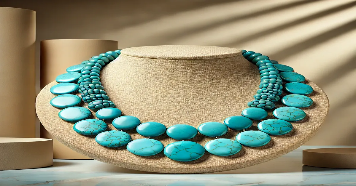 graduated turquoise disc necklace